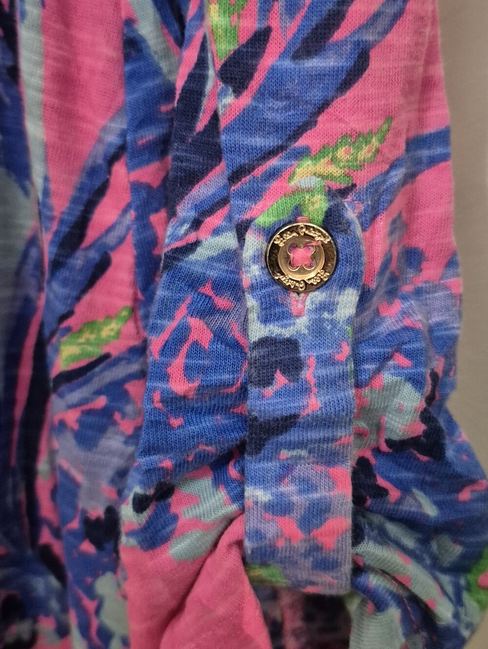 Lilly Pulitzer Surfcrest Pink & Blue Tropical Shift Midi Dress Sz S - Picture 4 of 5